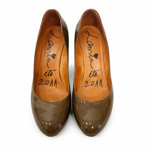 Lanvin Patent Leather Pumps Heels Size 41 Brown Classic Designer Italy